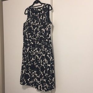 Talbots Woman Dress, Blk/Wh floral, Sz 16W Petite